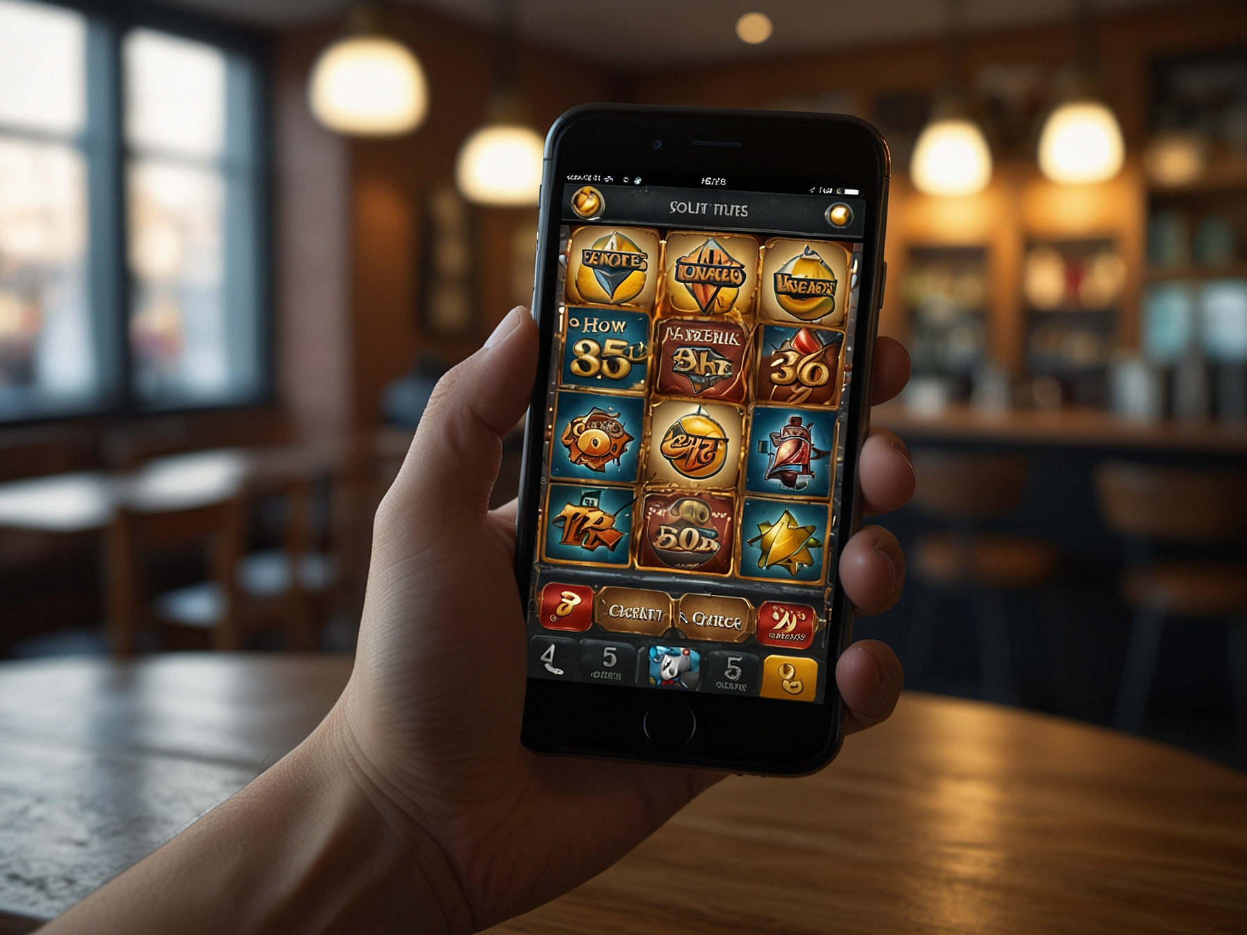 Mobile gameplay on smartphone with SlotBox UI
